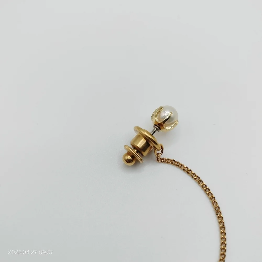 Vintage Golden Pearl Tie Tack 1960s Pin Men's Suit Formal Classic Luxury